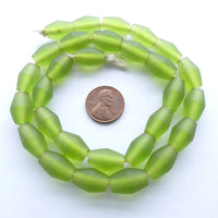 Resin Dark Lime Green Truncated Ovals 15x10mm, Strand of 29