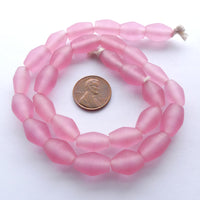 Resin Rose Matte Truncated Ovals 15x10mm, Strands of 29