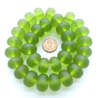 Resin Dark Lime Matte Oblate 12x18mm on 16" Strand