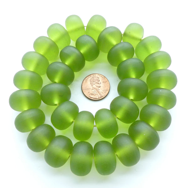 Resin Dark Lime Matte Oblate 12x18mm on 16" Strand