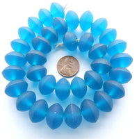 Resin Aqua Dark Matte Rondelles, 10x16mm, Strands of 35