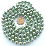Plastic Pearls, Green 8mm on Long Knotted 36" Strand
