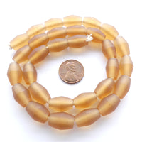 Resin Amber Matte Truncated Oval Beads 15x10mm, Strand of 3-
