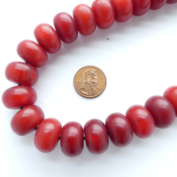 African Amber, Faux Amber, Burnt Orange Oblates 10x15mm on 15" Strand