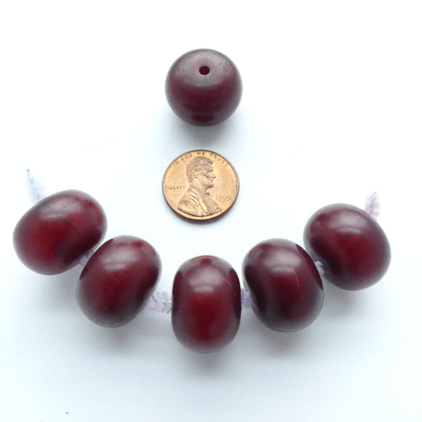 African Amber, Faux Amber Burgundy Oblates, 14x20mm, Set of 6