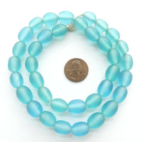 Resin Aqua Light Matte, Oval Beads 12x10mm, 18" Strands