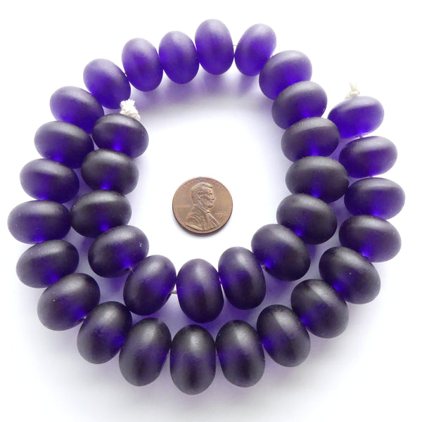 Resin Purple Dark Matte Oblates 12x18mm, Strand of 35