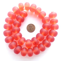 Resin Pink Dark Matte Medium Oblate Beads 12x18mm, 18" Strands