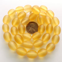 Resin Yellow Matte, Ovals 14x10mm, Strands of 35