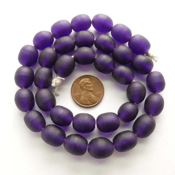 Resin Purple Dark Matte, Ovals 12x10mm, Strands of 34