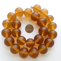 Resin Amber Matte, Large Round 20mm, Strands of 21