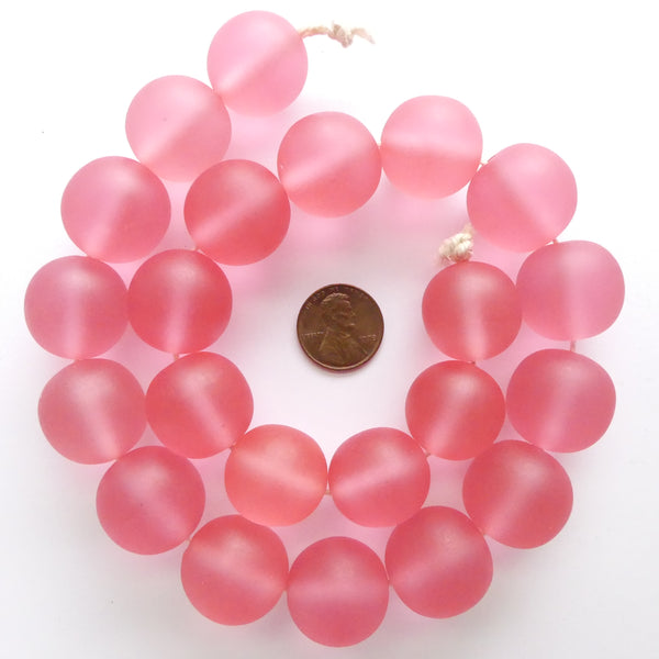 Resin Pink Matte, Large Round 20mm, Strands of 21
