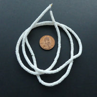 Shell, White Ruff Heishi 3mm diameter on 25-inch Strands