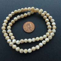 Shell, Mother of Pearl Beige Rounds 6mm on 16" Strands