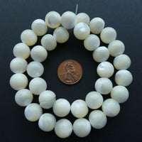 Shell, Mother of Pearl White Rounds 12mm on 16" Strands