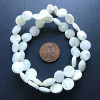 Mother of Pearl, White, Flat Round, 10mm Diamater on 16-inch Stands
