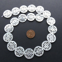Shell, Mother of Pearl White High Luster Laser-cut Mandalas 20mm, Pair