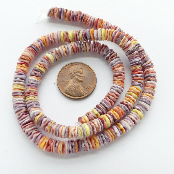 Spondylus Shell Heishi, 8mm Diamanter on 16" Strands