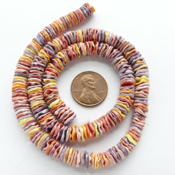 Spondylus Shell Heishi, 6mm on 16" Strands