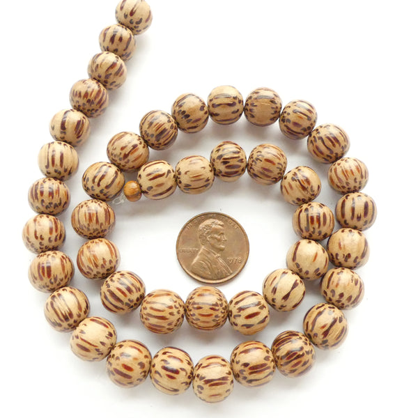 Patikan Wood, 10mm Lighter Round Beads on 16" Strands