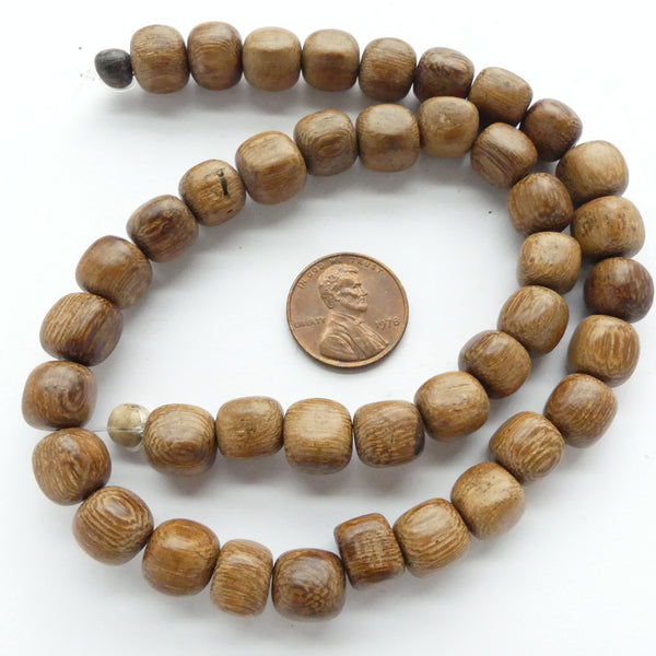 Robles Wood, 10x10mm Cubes with Rounded Edges on 16" Strand