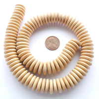 Wood Rondelles, Natural Pale Wood, 4x15mm on 16" Strands