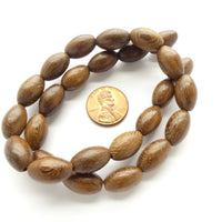 Wood Oval 15x9mm, Natural Dark Brown on 16-inch Strands