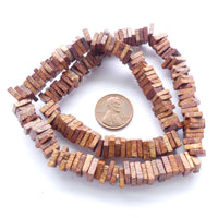 Wood Square Slices, Natural Brown, 7x7mm, 16" Strands