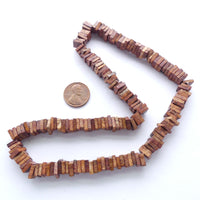 Wood Square Slices, Natural Brown, 7x7mm, 16" Strands
