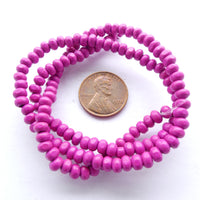 Wood Round Hot Pink, 3x4mm on 16-inch Strands