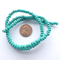 Wood Round Turquoise, 3x4mm on 16-inch Strands