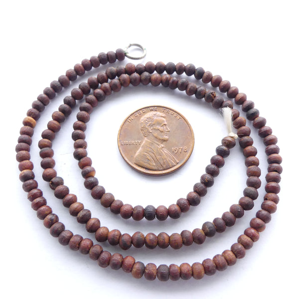 Wood Round, Natural Dark Brown, 4mm on 16-inch Strands