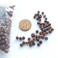 Wood Round, Natural Dark Brown, 3-4mm, Pkg of 30 Grams