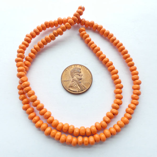 Wood Round Orange, 4mm on 16-inch Strands