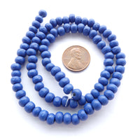 Wood Round Blue Semi-Matte, 5mm, 16-inch Strands