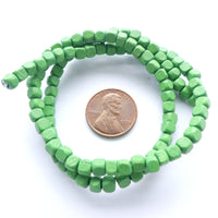 Wood Cubes Painted Green, 4mm, 16" Strands