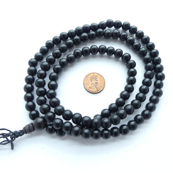 Wood Rounds, Black Ironwood Mala,  8mm on 30" Strands