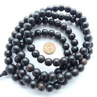 Wood Round, Black Ironwood Mala of 12mm Beads on 38" Strand