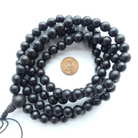 Wood Round, Black Ironwood Mala of 10mm Beads, 32-inches Long