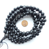 Wood Round, Black Ironwood Mala of 10mm Beads, 32-inches Long