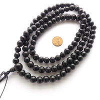 Wood Round, Black Ironwood Mala of 10mm Beads, 32-inches Long