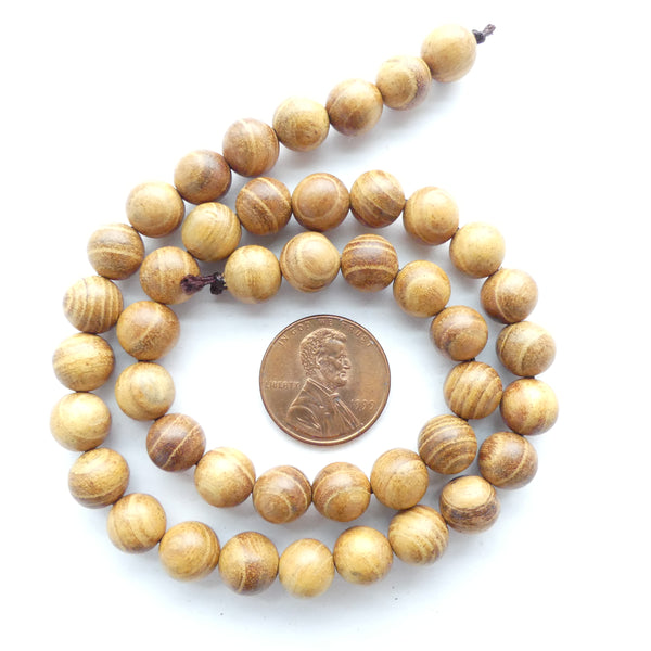 Wood Round, Natural Golden Oak Color, 8mm on 15" Strands
