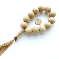 Wood Round, Natural Light Pine Color, 18mm on Giant Wrist Mala