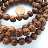 Wood Round, Carved Date Palm, 10mm on 40" Mala