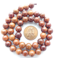 Wood Round, Natural Rosewood, 8mm on 15" Strands