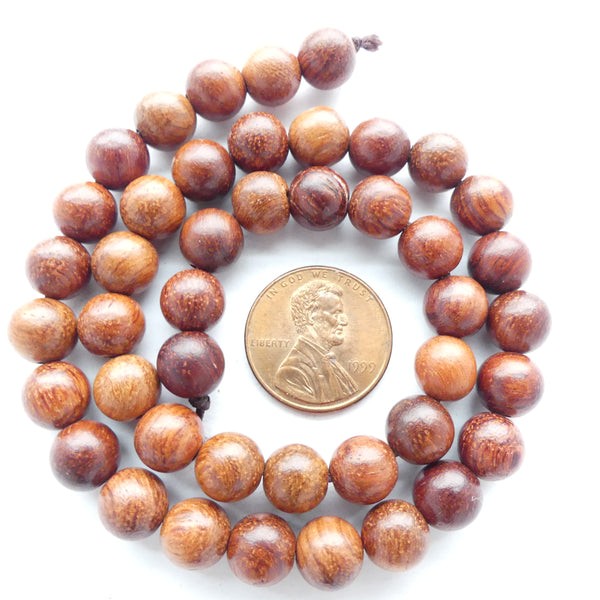 Wood Round, Natural Rosewood, 8mm on 15" Strands