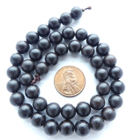 Wood Round, Natural Black Ebony, 8mm on 15" Strands