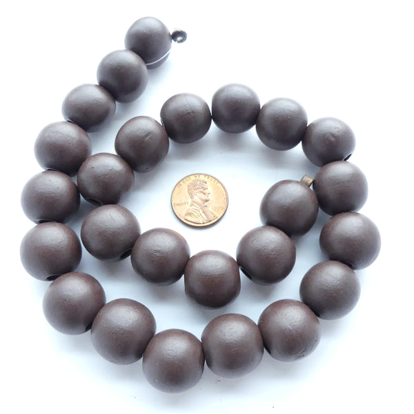Wood Round Brown Matte, 15mm on 16" Strands