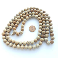 Lotus Seed Mala, 10mm Round Beads with Guru Bead, 42" Long