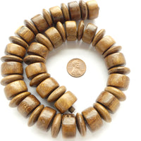 Robles Wood, Barrels & Rondelles, 20mm Diameter on 16" Strands